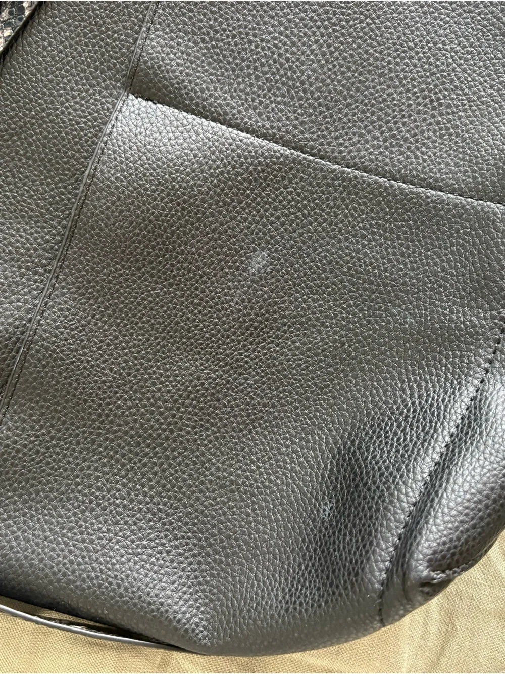 Steve Madden Black Shoulder Bag with “Peekaboo” Snake-Print Strap